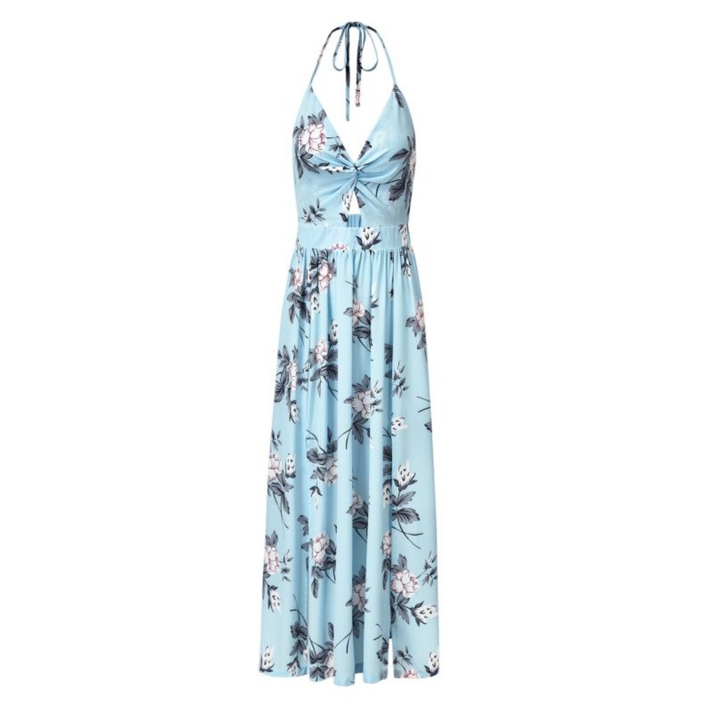 Blue Floral Beachy Maxi Dress - Picture 2 of 5